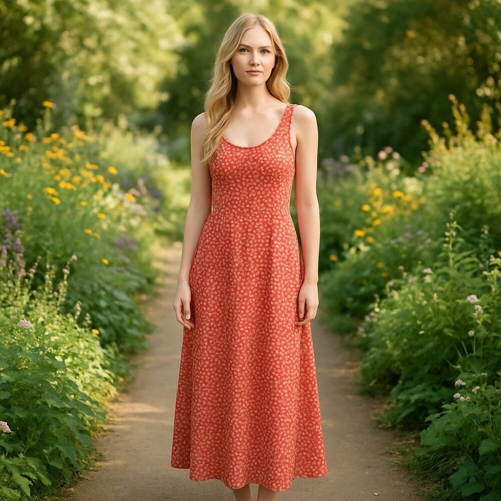 Free People Lorelai Dress Floral Tie Back Midi Sleeveless Fairy Cottagecore L‎